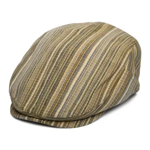 Bailey Hats Newry Striped Flat Cap - Tan-Multi