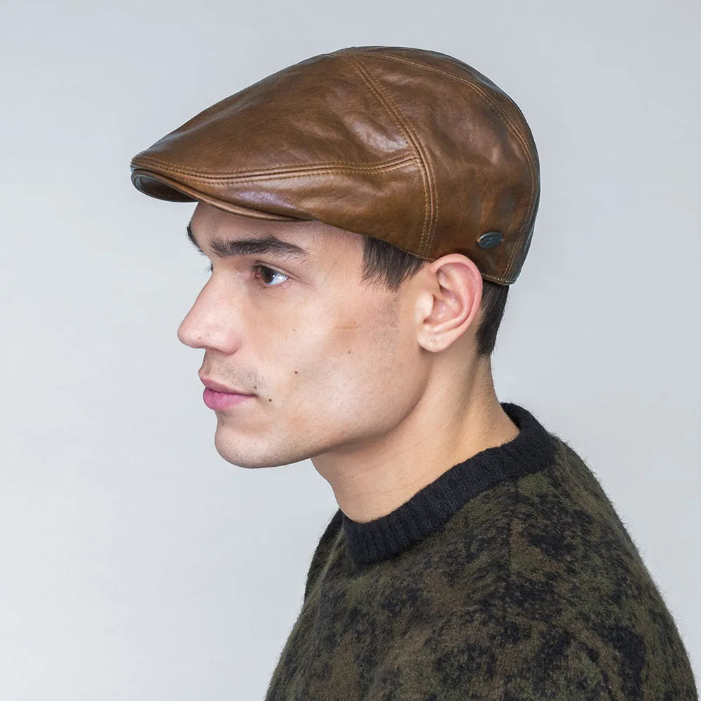 Bailey Hats Reffell Leather Flat Cap - Brown