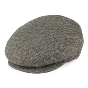 Bailey Lord Herringbone Stripe Wool Flat Cap - Grey Mix