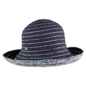 Betmar Hats Reversible Floral Roll Up Sun Hat - Navy Blue