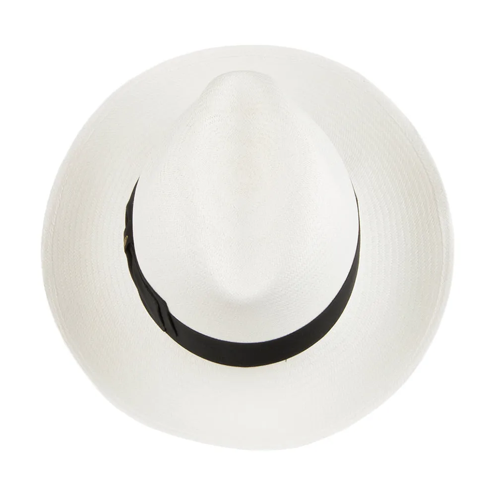 Borsalino Fine Panama Fedora Hat with Black Band - Bleach