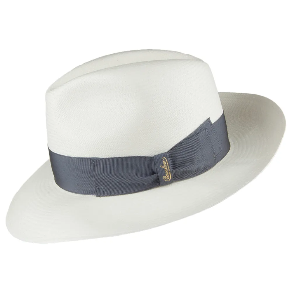 Borsalino Fine Panama Fedora With Grey Band - Bleach