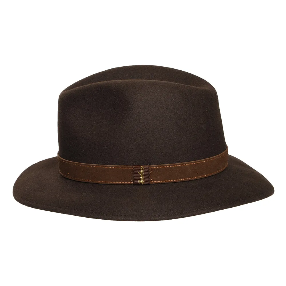 Borsalino Fur Felt Crushable Safari Fedora Hat - Brown