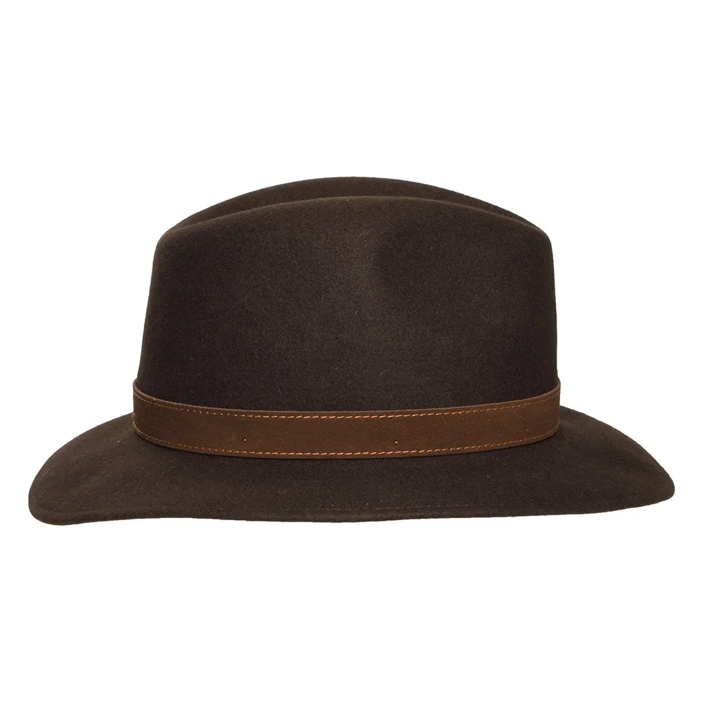 Borsalino Fur Felt Crushable Safari Fedora Hat - Brown