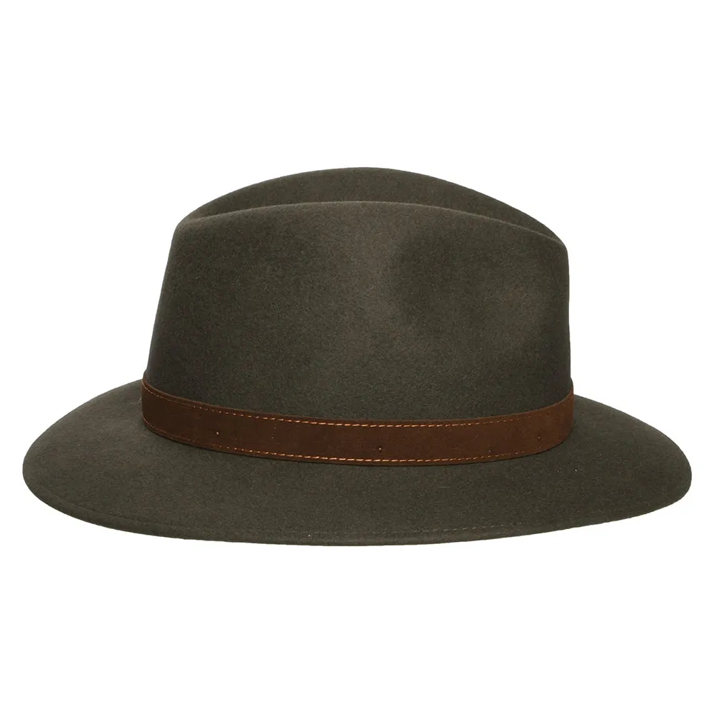 Borsalino Fur Felt Crushable Safari Fedora Hat - Sage