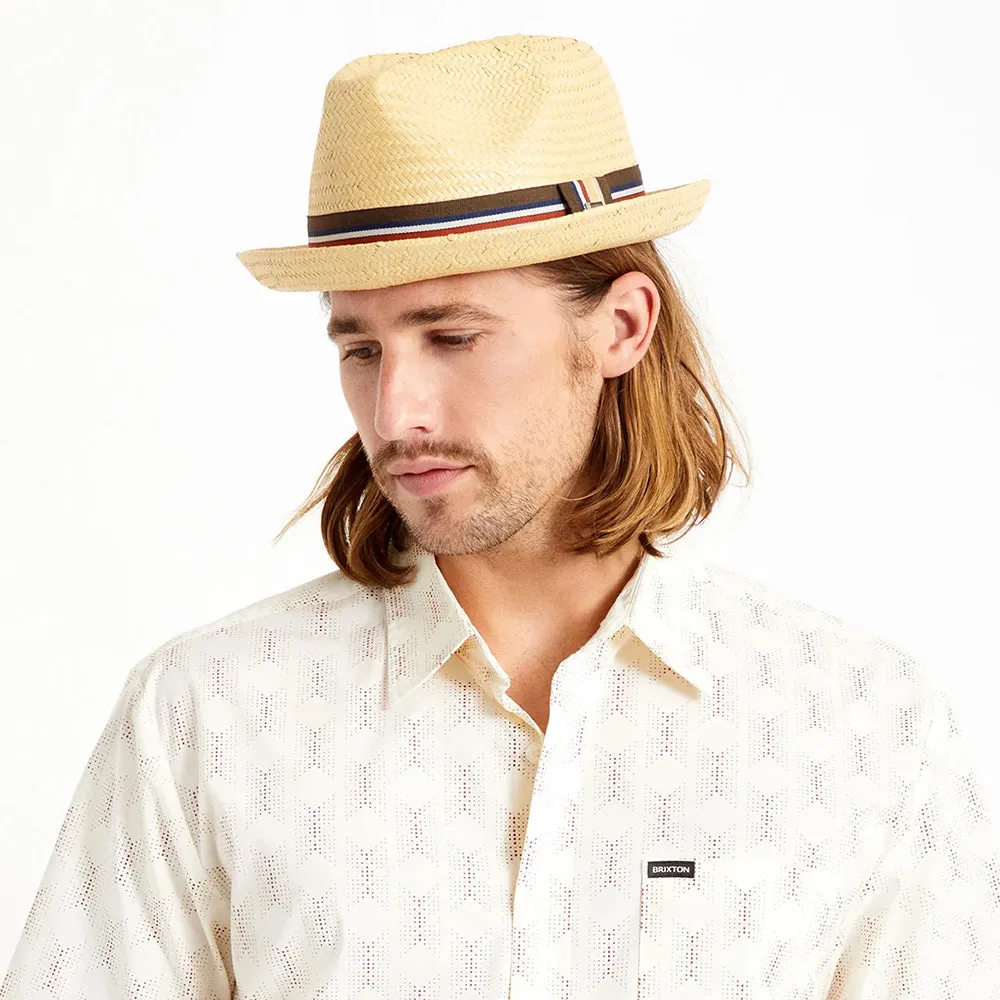 Brixton Castor Straw Trilby Hat - Natural