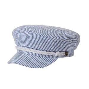 Brixton Fiddler Cap - Off White/Blue Seersucker