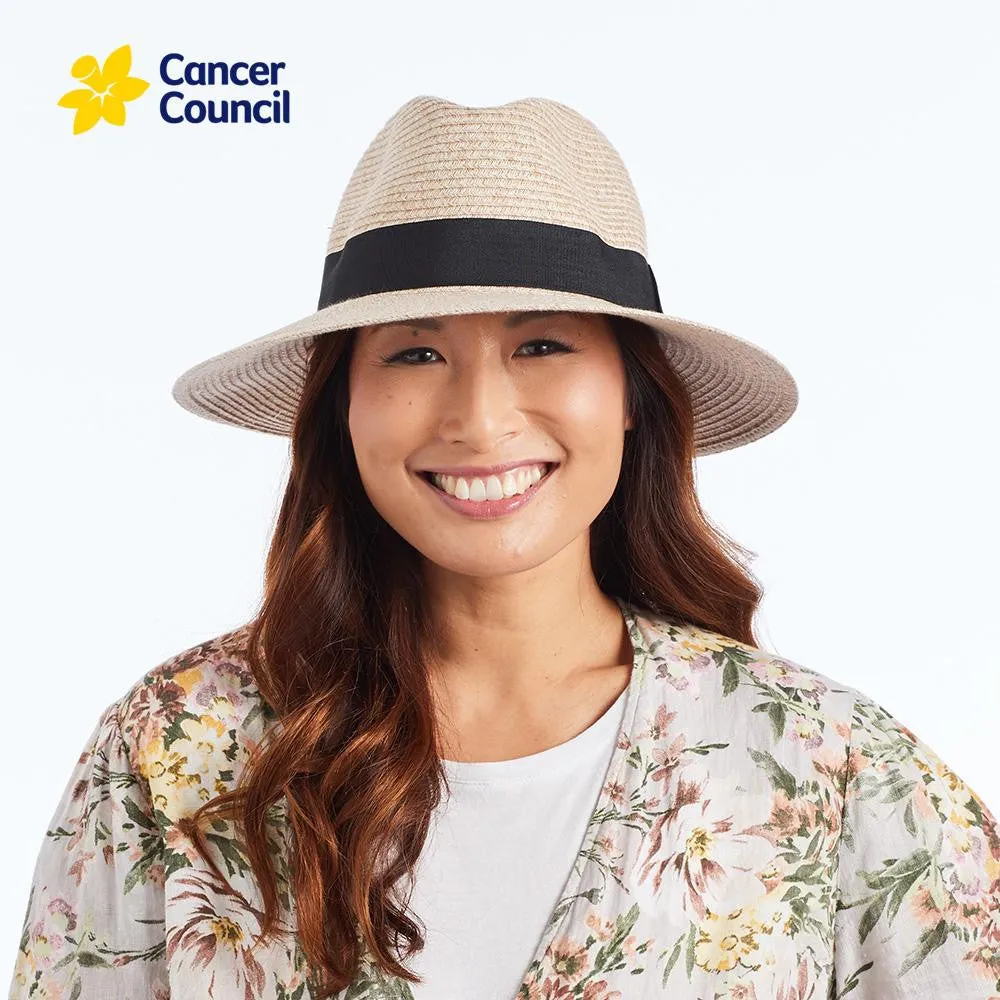 Cancer Council Unisex Cafe Fedora - Natural/Black