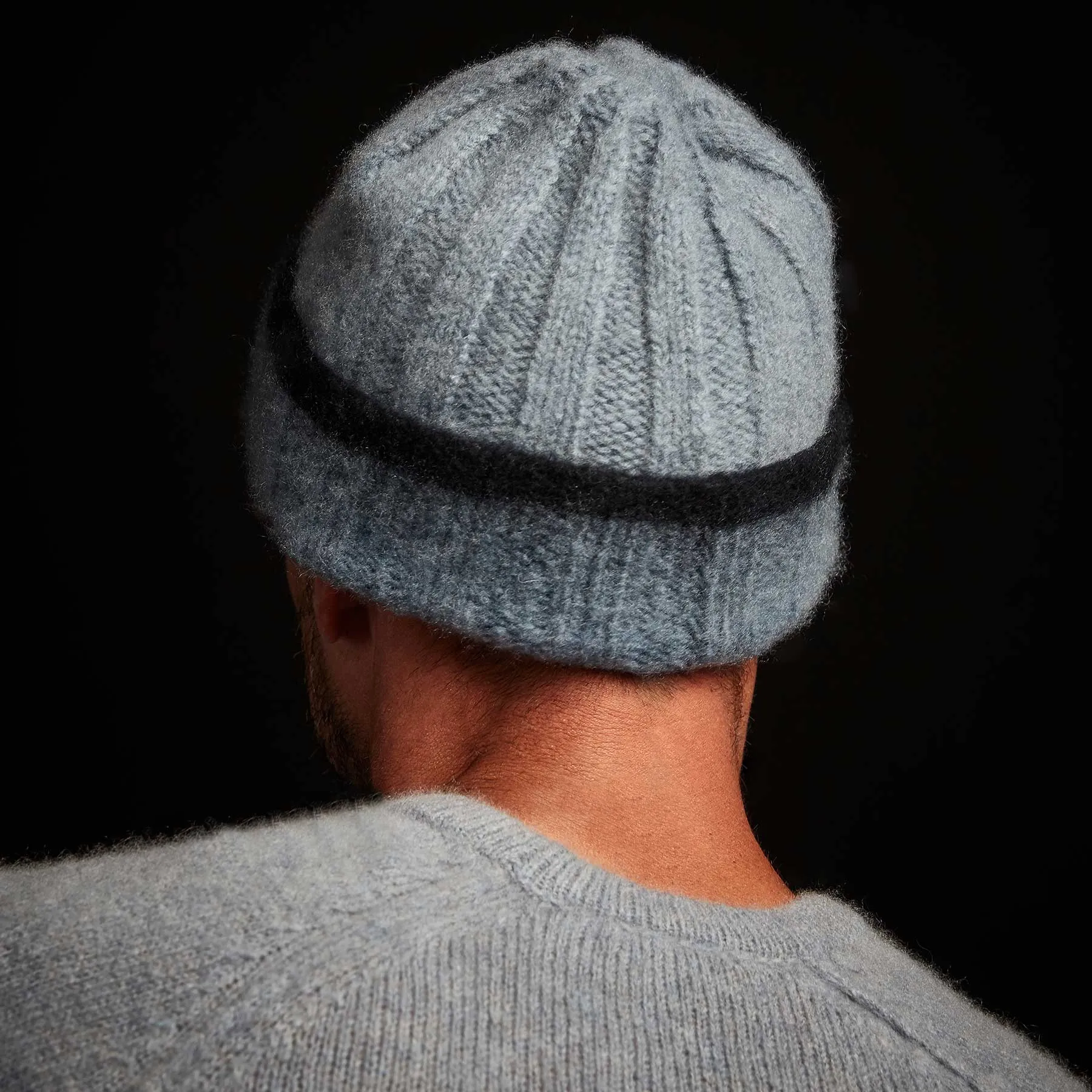 Dip Dye Cashmere Beanie - Dusty Sky/Navy