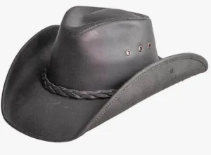 Hollywood Black Pinch Front Leather Cowboy Hat