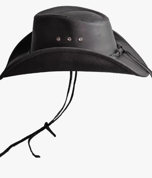 Hollywood Black Pinch Front Leather Cowboy Hat