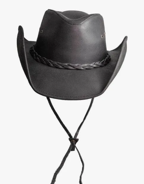 Hollywood Black Pinch Front Leather Cowboy Hat