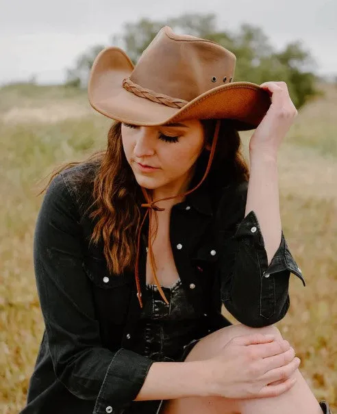 Hollywood Copper Pinch Front Leather Cowboy Hat