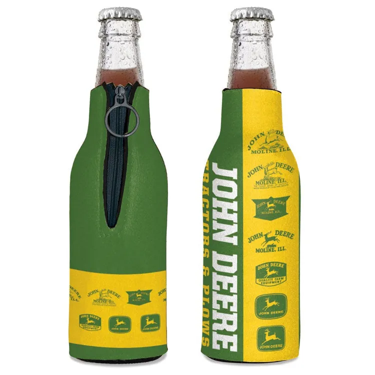 John Deere Bottle Cooler - Green with Retro Vintage Logos