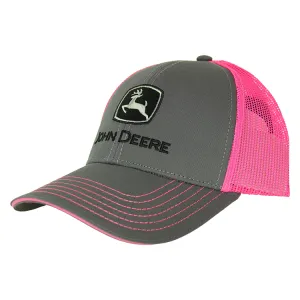 John Deere Neon Cap - Charcoal/Pink