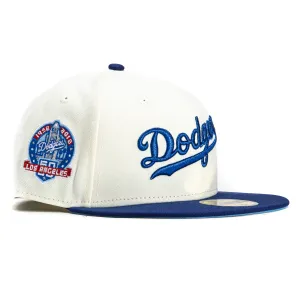 New Era 59Fifty Los Angeles Dodgers 60th Anniversary Patch Word Hat - White. Royal