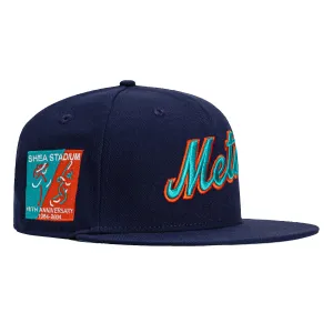 New Era 59Fifty New York Mets 40th Anniversary Stadium Patch Word Hat - Light Navy. Teal. Orange