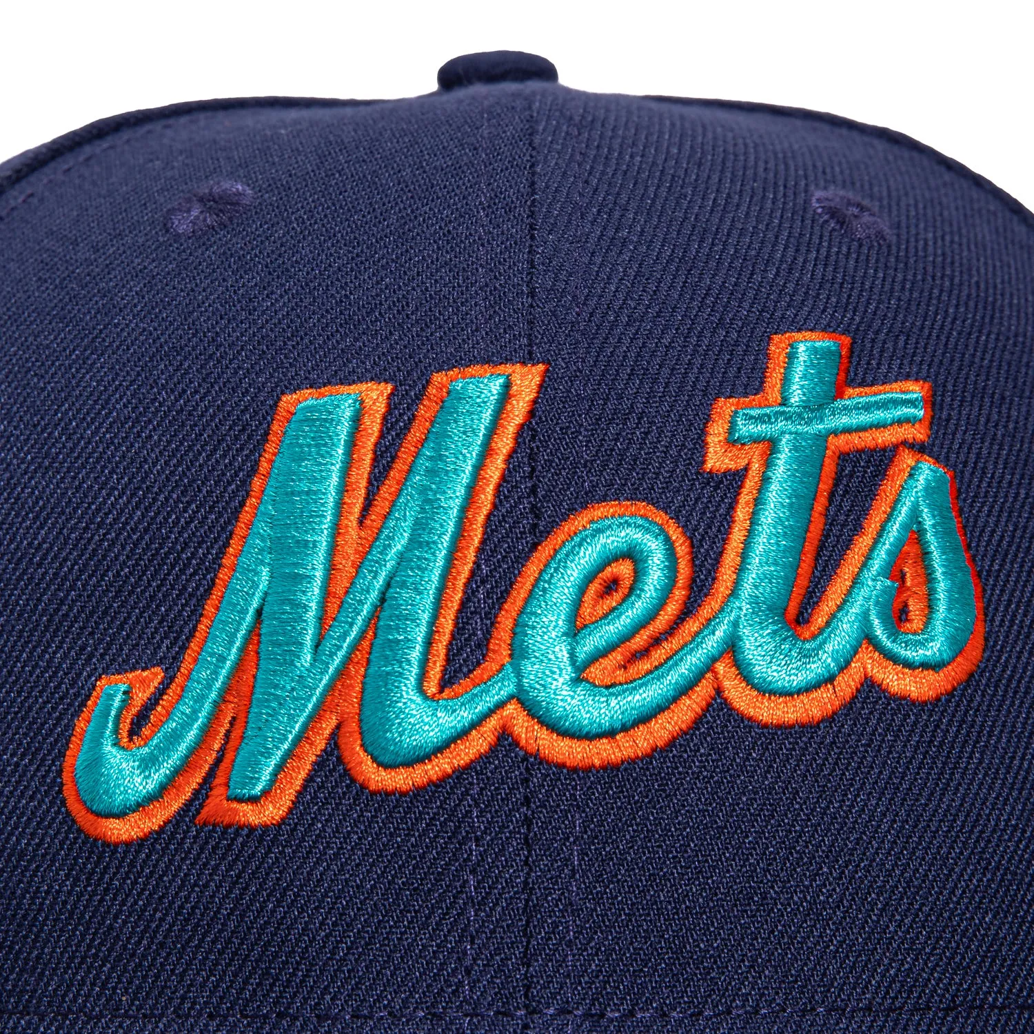New Era 59Fifty New York Mets 40th Anniversary Stadium Patch Word Hat - Light Navy. Teal. Orange