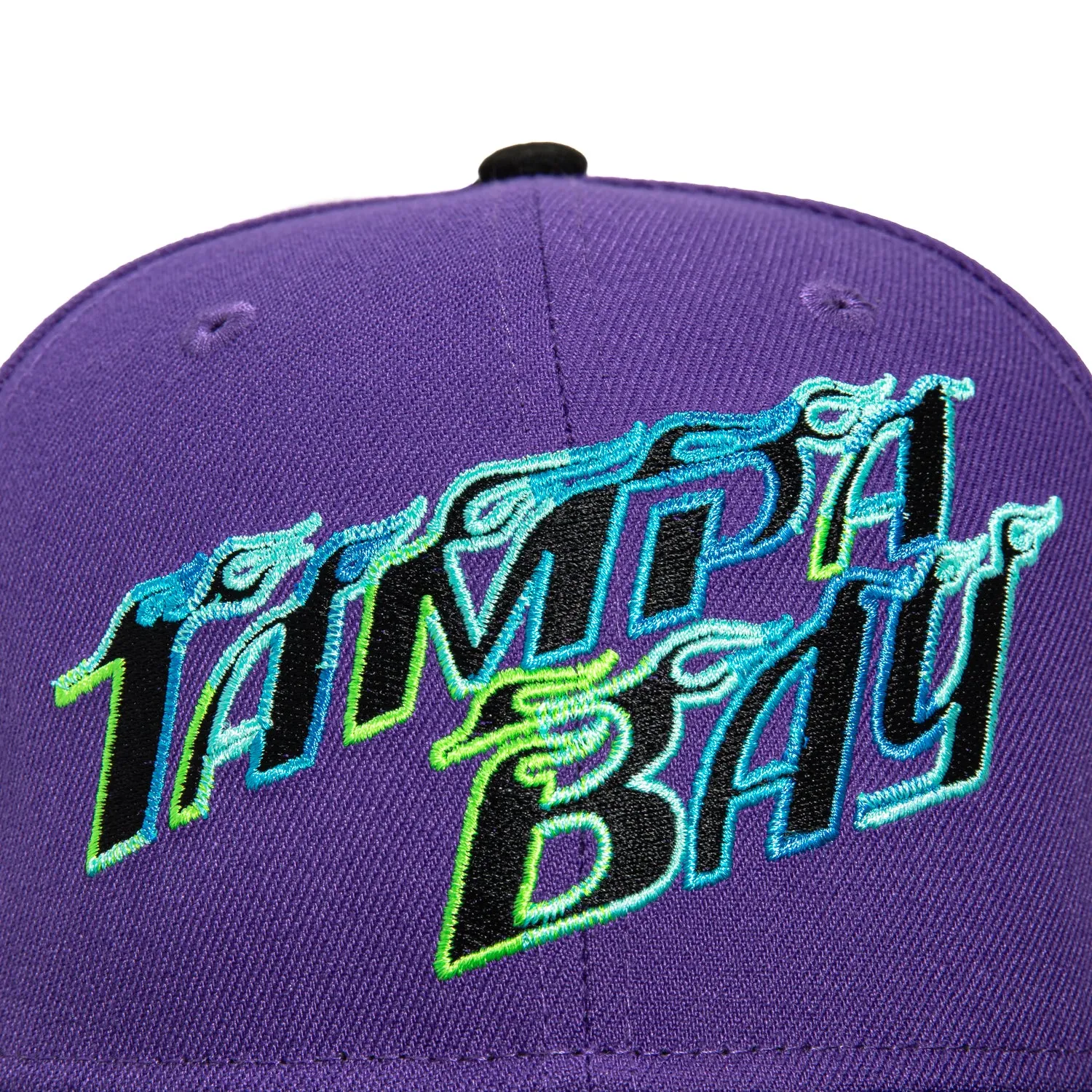 New Era 59Fifty Tampa Bay Rays Logo Patch City Connect Word Hat - Purple. Black