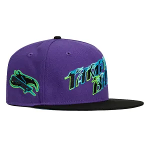 New Era 59Fifty Tampa Bay Rays Logo Patch City Connect Word Hat - Purple. Black
