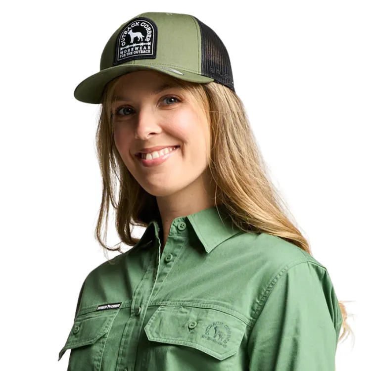 Outback Cobber Mitchell Trucker Cap - Army Green/Black