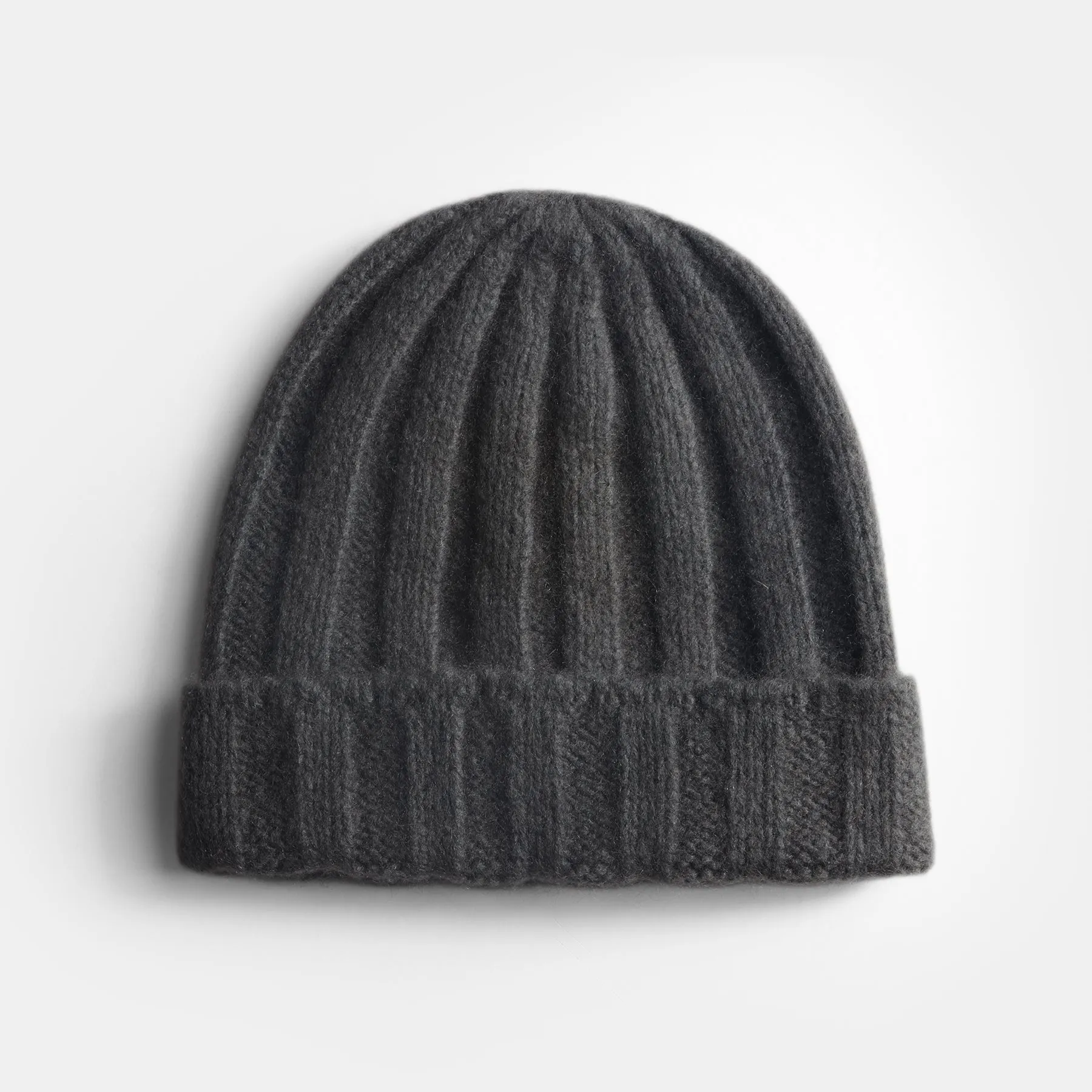 Ribbed Cashmere Beanie - Muddy Green